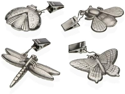 Versa Tischdeckenklammer aus Metall, Zinklegierung, 7 x 6,8 cm, Insekten, 4 Stück