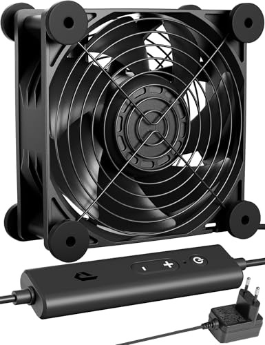 upHere Ventilateur PC Gaming 120x38mm 220V Ultra Silencieux, AC 12V Double Roller Ball avec Contrôleur de Vitesse Cinq Réglable, pour PC/Playstation/TV Box, D1K1