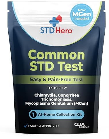 STD Hero At-Home Common STD Test Kit for Women and Men - Test for the Top Four STD's - Includes MGen - Private At-Home Collection - Simple, Discreet, Easy-to-Use with Fast Online Results