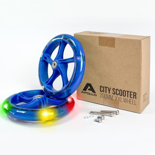 Apollo City Scooter 200mm Ersatzräderset - Pro Wheels mit ABEC 7 Kugellager, Roller Rad Ersatz-Räder passend City-Scooter, auch als LED-Rollen erhältlich