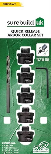 Surebuild 5 Piece Quick Change Holesaw Release Adaptors, Fits 14-152mm, SBHSAW2