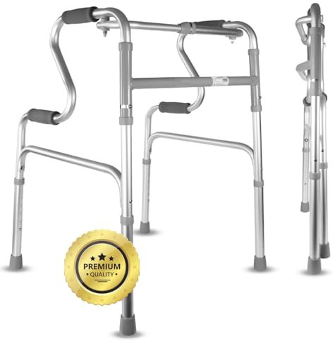 OrtoPrime Andador para Ancianos sin Ruedas con INCORPORADOR tacataca para ancianos - Andadores para Ancianos LIGERO Caminadores para mayores - Andador Ancianos ALUMINIO Andador Adulto PLEGABLE