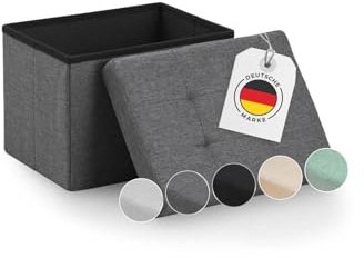 Blumtal Sitzbank mit Stauraum - Truhenbank mit Stauraum 41x31x31 cm - kleine Sitztruhe mit Stauraum - Sitzwürfel - Aufbewahrungsboxen - Sitzbank klein - Polsterhocker - Sitzhocker - Sitzbox Anthrazit