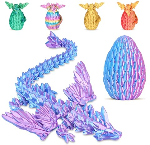 Balkwan Geflügelter Drache im Überraschungsei Lustiges Sammlerspielzeug Geschenk Kinder Erwachsene 3D Gedruckter Fantasiedrache ideal Weihnachten Ostern Geburtstage Feiertagsdeko(Lila, Mittel)