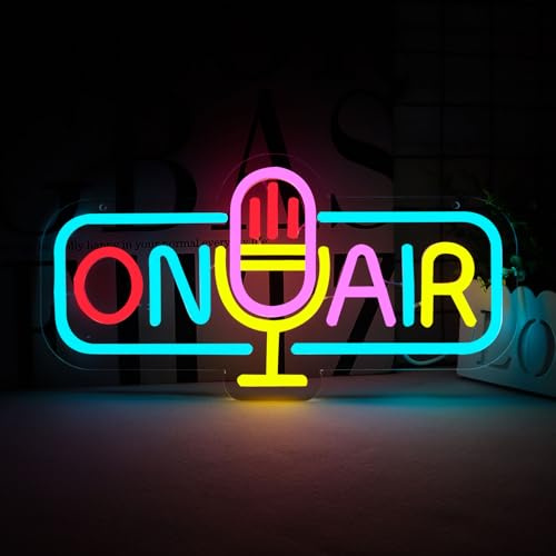 WittyRhE ON AIR Neon Light Recording Neon Signs Wall Decor for Podcast Setup,Broadcasting Room,Radio Station,Home Studio, Gift Art for Friends,Podcaster 16.14 x 8.35 IN-USB Powered-Acryli