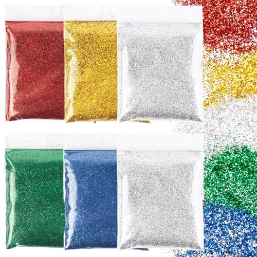 Katyjun 120 G Glitzerpulver zum Basteln, 5 Farben Extra Feiner Glitzer für Nagelkunst, Karten, Kunsthandwerk