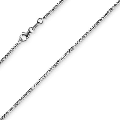 1,8mm Kette Collier Kugelkette diamantiert aus 585 Gold Weißgold 45cm