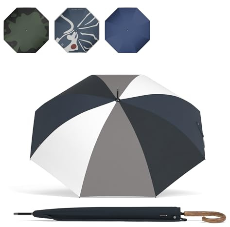 Sapor Design Regenschirm Stockschirm sturmfest Auf-Automatik windsicher | groß & stabil für 2 Personen Damen & Herren | Golfschirm Reise – 113 cm Ø elegant | SAPOR DISTINCT