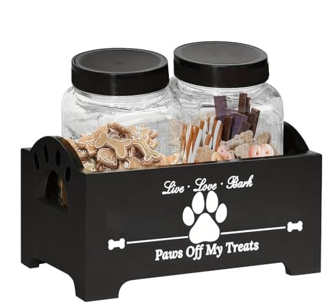 Porta biscotti per cani, in legno, multifunzionale, per gatti, contenitore ermetico per cibo da cucina, organizer per alimenti per animali domestici per cani e gatti