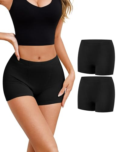 Ocexteur Boxer Femme Shorty Femmes Panty Coton Short Sport Caleçon avec Entrejambe Large Coton Lot de 2