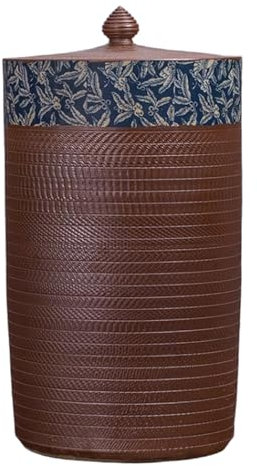 WJFTODAY Ceramic Rice Bucket, Food Storage Container With Lid, Ceramic Rice Cylinder Classic Rice Container, Sealed Rice Storage Box Grain Dispenser, for Flour, Nuts, Snacks(Brown,20KG)