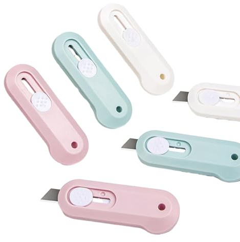 3 Stück Mini Box Cutter, Mini Cuttermesser,Klein Utility Messer,Gebrauchsmesser Tragbares,für Umschlag Paket Papierschnitt, Schachtel Oder Verpackung(Rosa/Grün/Weiß)