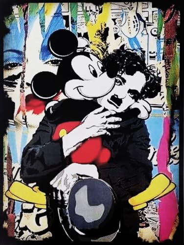 Disney Poster mural décoratif série dessin animé Mickey Mouse Charlie Chaplin Impression artistique sur papier couché 40 x 30 cm sans cadre