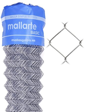 MALLARTE | Malla Simple Torsion Mallarte Basic 50/13/100 | Rollo de: 25m | Color: Gris | Diámetro: 2.05mm