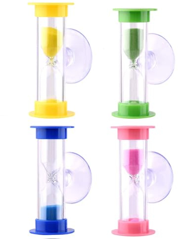 Hourglass With Suction Cup,4 Pcs Sand Timers for kids 2 Minutes 3 Minutes Sand Timer Toothbrush Timers Rotatable Hourglass Timer for Kids and Adult Shower,Games,Cooking,Learning Time Countdown