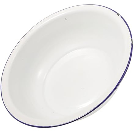 Outanaya Lavabo Esmaltado de Color Claro Vintage, 1 Unidad, 32 Cm, Resistente la Oxidación, para Baño de Pies y Lavado Facial, Uso Versátil en Cuidado Personal y Hogar, Diseño Clásico