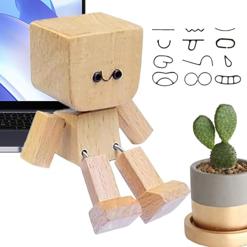 Generisch Wackelnder Holzmann, Schüttelmann Aus Holz, Holz Auto Dashboard Deko Mit Beweglichen Gliedern, Handgefertigte Schütteln Von Füßen Holzpuppe, Auto Zubehör Innenraum Für Zuhause, Büro