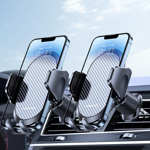Miracase Car Phone Holder, Stable Double Steel-Hook Air Vent Car Phone Mount Cradle 360°Rotation, One Button Release Mobile Phone Holder for iPhone, Galaxy, All 4.0''-7'' Smartphones 2 Pack