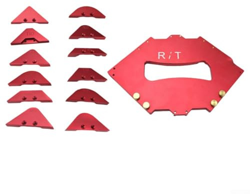 Yuanpgky Gabarit de défonceuse d'angle de table en alliage d'aluminium avec 12 modèles R5-R40 et -T40 pour le travail du bois et rayon pour la coupe des bords