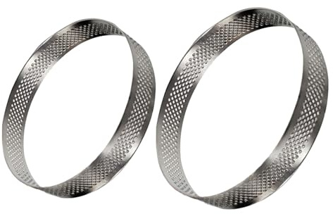 ZUNOXAZ 2 pièces Anneaux à Gâteau Acier Inoxydable Perforés Moules Ronds pour Tartes et Mousses Lot de Ustensiles de Cuisson Polyvalents pour Desserts Individuels