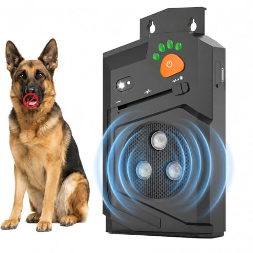 Honey Paws Antibell für Hunde, Antibell Ultraschall Gerät Hunde, Anti Bell Gerät Hunde mit 3 Modi, 15m Reichweite, Automatischer Anti Bellen Funktion Ultraschall Hundebell Stopper für Innen Außen