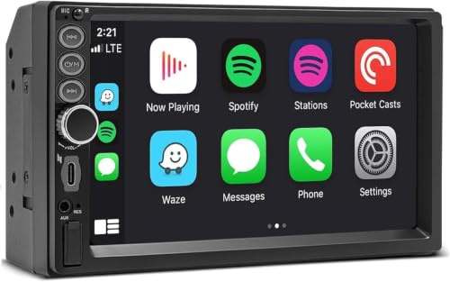 Autoradio 2 DIN, CarPlay y Android Auto, Receptor de Radio Bluetooth con Llamadas Manos Libres, Pantalla Táctil HD de 6,98 Pulgadas, Navegación GPS, Control por Voz, FM, Mirror Link, USB Tipo C, SWC