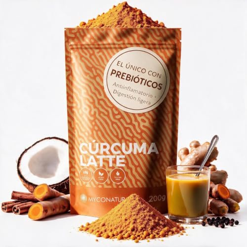 Myconatur Cúrcuma Latte Ecológico con Prebióticos Jengibre y Pimienta Negra