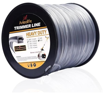 A ANLEOLIFE 5-Pound Heavy Duty Square .105-Inch-by-1038-ft String Trimmer Line in Spool, with Bonus Line Cutter