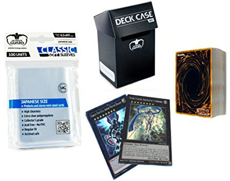 YuGiOh - Paquete de 60 tarjetas con XYZ + Rares & Holos + caja de mazo y fundas