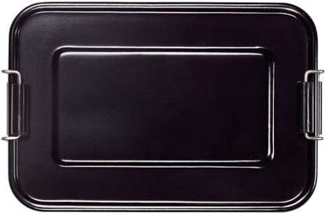 Vesperbox Metall in Schwarz 18 x 12 x 6 cm - Brotdose für Schule und Arbeit | Pausenbrot Behälter, Schulverpflegung, Mahlzeit mitnehmen, Snack transportieren, Vesper aufbewahren, Metalldose robust