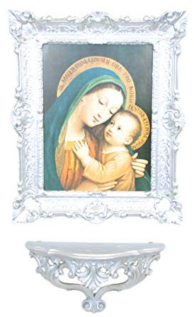Idea Casa Bild Madonna Rahmen + Regal im Barock-Stil, Kunstdruck Vintage cm 55x45