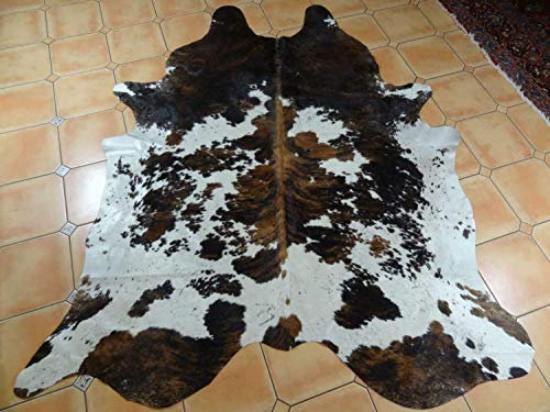 Just Cowhide Large Tricolor Cowhide Fur Area Rug 5x7 Feet Black Brown White