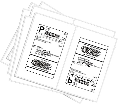BESTEASY 200 Round Corner Half Sheet Self Adhesive Shipping Labels for Laser and Ink Jet Printers, White Blank (100 Sheets, 200 Labels)