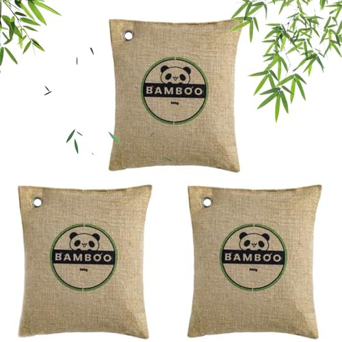 Bambuskohle Luftreinigungsbeutel, Aktivkohle-Geruchsabsorber Fresheners Feuchtigkeitsabsorbiervorrichtung Für Heim, Auto, Usw. (3 Pack Jede 200G)