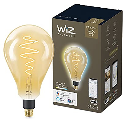 WiZ Tunable White Amber LED Lampe E27 (390 lm), PS160, 25 W Filament Lampe im Vintage Design mit bernsteinfarbenem dimmbarem Licht, smarte Lichtsteuerung über WLAN per Stimme/App