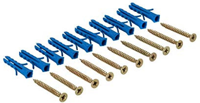 Gedotec Schrauben-Set für gelochte & gebohrte Übergangsprofile und Abschlussprofil aus Aluminium | Schrauben mit Dübel für Boden-Montage | Stahl Messing | 1 Set - Befestigungsmaterial zum Schrauben