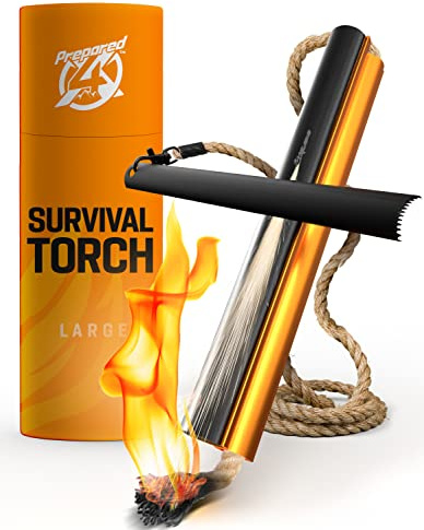 Fire Starter Survival Tool - All-in-One Patented Flint and Steel Fire Striker Kit - Ferro Rod Fire Starter with 36 Waterproof Tinder Wick Rope and Steel Fire Striker | Prepared4X