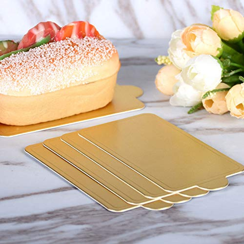 Tissting Kuchenbrett, Goldene Mousse Dessertplatten aus Pappe 300 Stück Rechteckige Cupcake-Präsentationsschalen für Hochzeiten, Partys und Restaurants