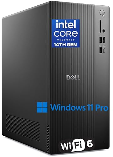 Dell Tower PC Ect1250 Desktop Computers for Home & Business, 14th Gen Intel 4-Core Processor, 16GB DDR5 RAM, 512GB PCIe SSD, WiFi 6, Bluetooth, DisplayPort, HDMI, Type-C, Windows 11 Pro