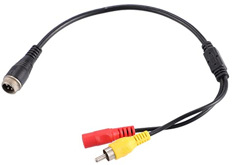 X AUTOHAUX Adaptateur Caméra 4 Broches vers RCA 1pc pour Moniteur Auto | Couleur: Noir, Rouge, Jaune, Matériau: Métal PVC, Longueur: 30-40 cm, 1pc, Antichoc, Neuf
