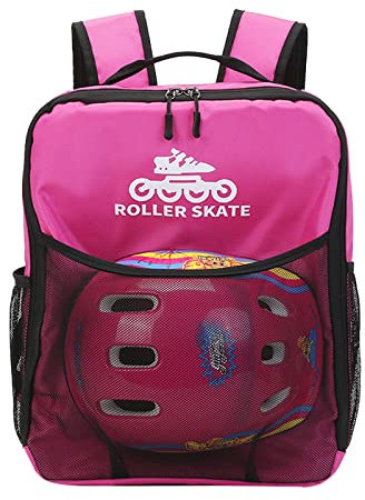 XINBALOVE Schlittschuhtasche,Rollschuh-Tasche, Rollschuh-Rucksack, Schlittschuh-Inline-Skate-Aufbewahrungstasche, professionelle Rollschuh-Schultertasche für Kinder, Reisetasche- M Rose red