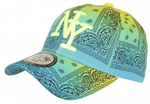 Hip Hop Honour Fluo NY baseball blå och gul bandana keps för barn från 7 till 11 år - storlek: En storlek - färg: Blå - Pojke, Färg: blå, One Size