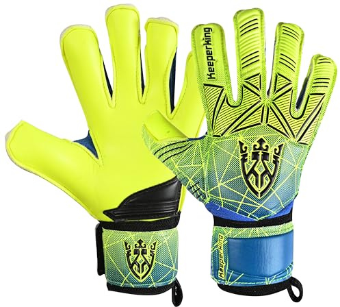 Keeperking Guantes de portero de fútbol para adultos, niños y adolescentes, con y sin protección de dedos, protección de dedos desmontable, 4 mm, unisex, varias tallas y colores