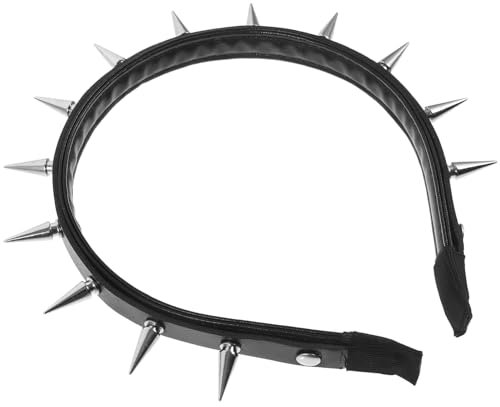 CALLARON Schwarzes Stirnband Mit Stacheln Festival-Stirnband Gothic- Mit Stacheliger Niete Gothic-Kronen-Spike- Kostüm-Party-Zubehör Für Frauen Und Mädchen