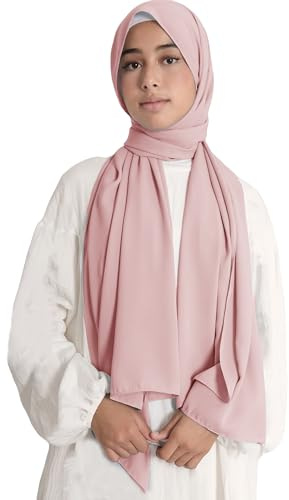 Lina & Lily Damen Hijab Kopftuch Schal aus Medina-Seide (Puderrosa)