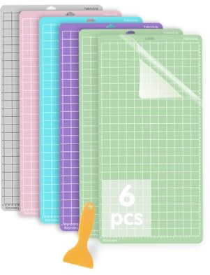 Jerilla 6 piezas Tapete de Corte para Cricut 12''x 24'' VarityGrip Alfombrillas de Corte Antideslizantes Set de Adhesivos para Cricu Maker/Explore One/Air/Air 2 con Rascador