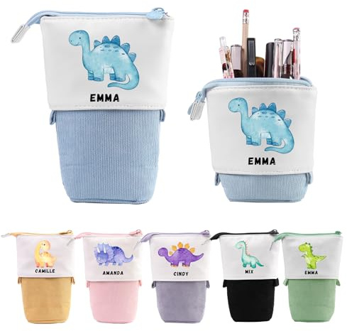 Wamantic Personalisierte Federmäppchen Teleskopisch Mäppchen für Mädchen Federmäppchen Reißverschluss Jungen Ständer Bleistifthalter mit Namen Stifteköcher Schulbedarf(Stil-1)