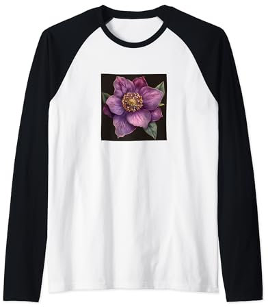 Motif floral hellébore Manche Raglan