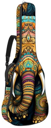 Gigbag für Akustikgitarre, schöne Hülle, passend für 101,6 cm, 101,6 cm, wasserdicht, mit Schwamm-Schutzschicht, bunter Elefant, mehrfarbig, 42.9x16.9x4.7 in, Gitarrentasche