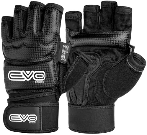 EVO MMA Gloves Muay Thai Boxing Gloves Gel Kickboxing Grappling Sparring Training, Perfect for Cage Fighting, Combat Sports, UFC Cage Fighting Mitts, Punching Bag Martial Arts Karate (Matte Black, S)